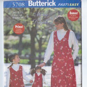 Butterick Fast & Easy Pattern #5708 Mother, Daughter, Doll Jumpers